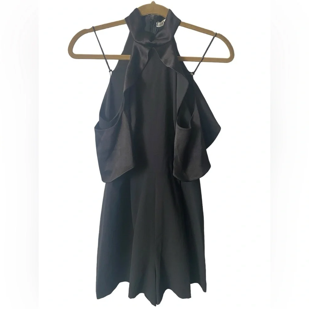 Alice + Olivia Roseline Cold Shoulder Black Romper
